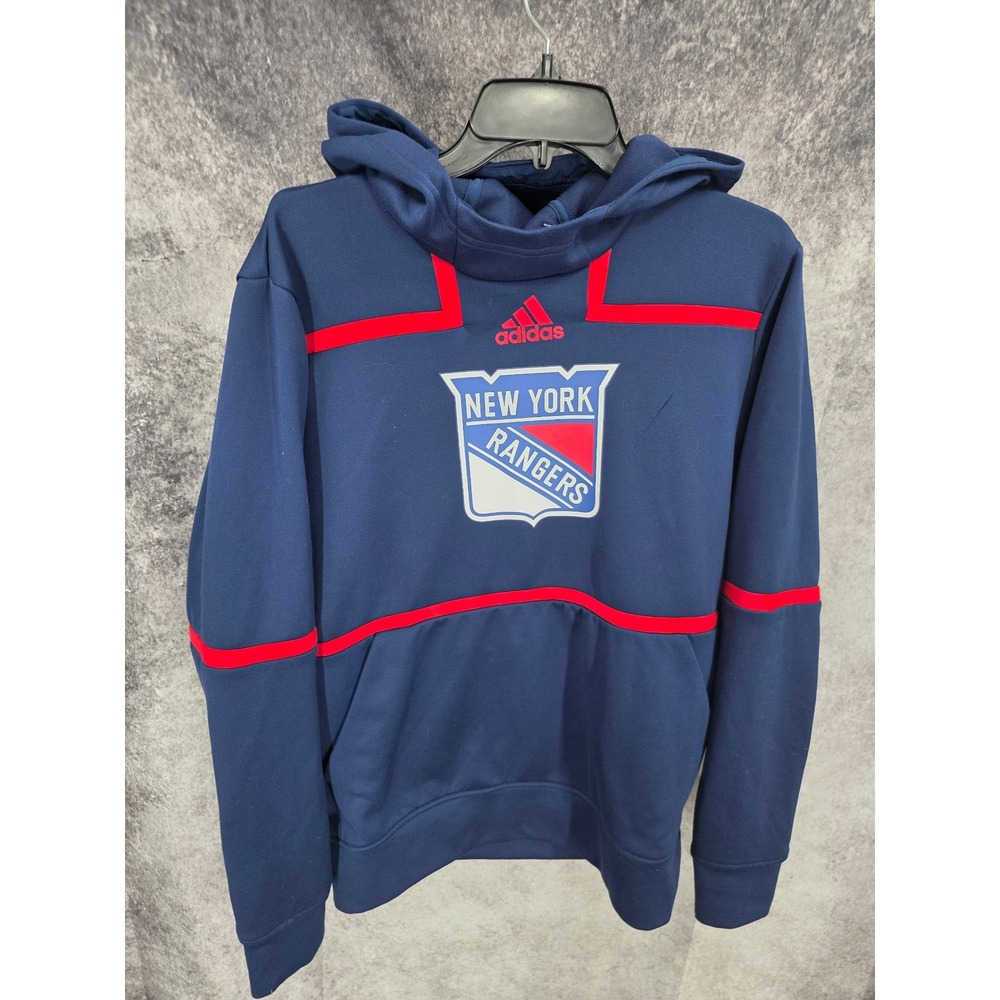 New York Rangers Adidas Hoodie Mens Medium Navy Blue Hockey Sportswear NHL